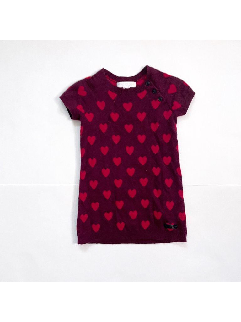 Burberry Baby Girls Cashmere Heart-Print Dress, Size 12 Months